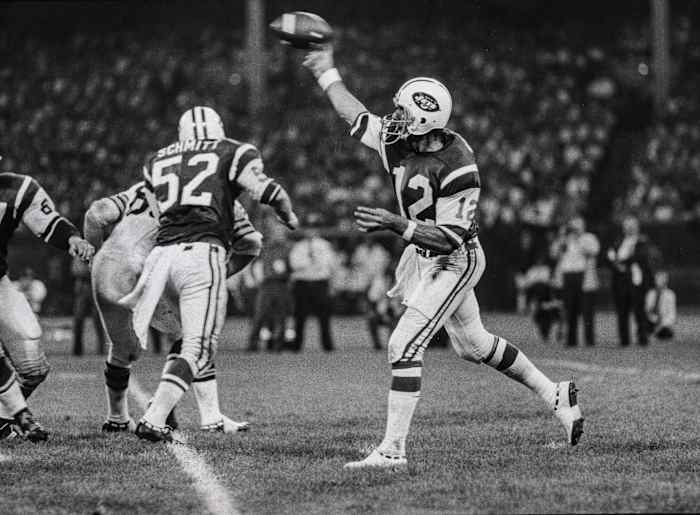 Namath's 1970 opener: 298 passing yards and one TD...but three picks, too.
